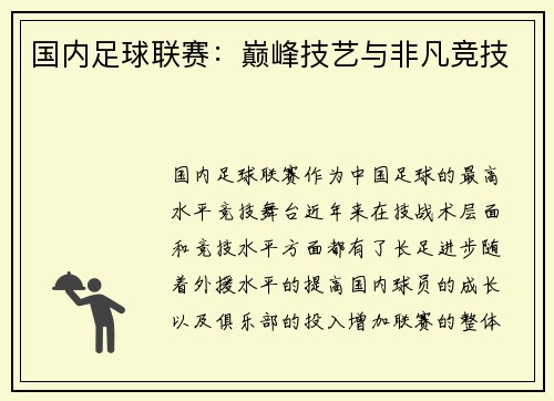 国内足球联赛：巅峰技艺与非凡竞技